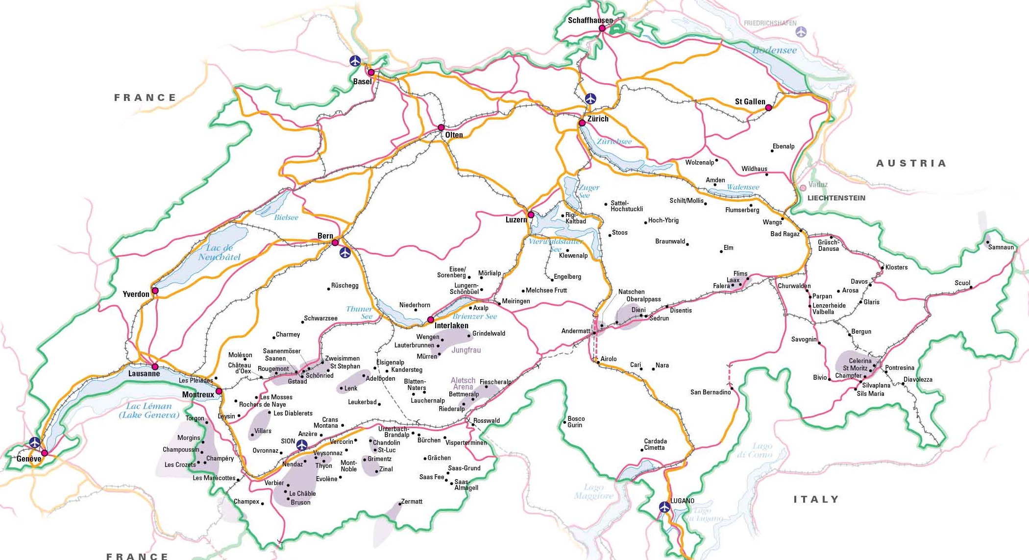 Road map of Switzerland
