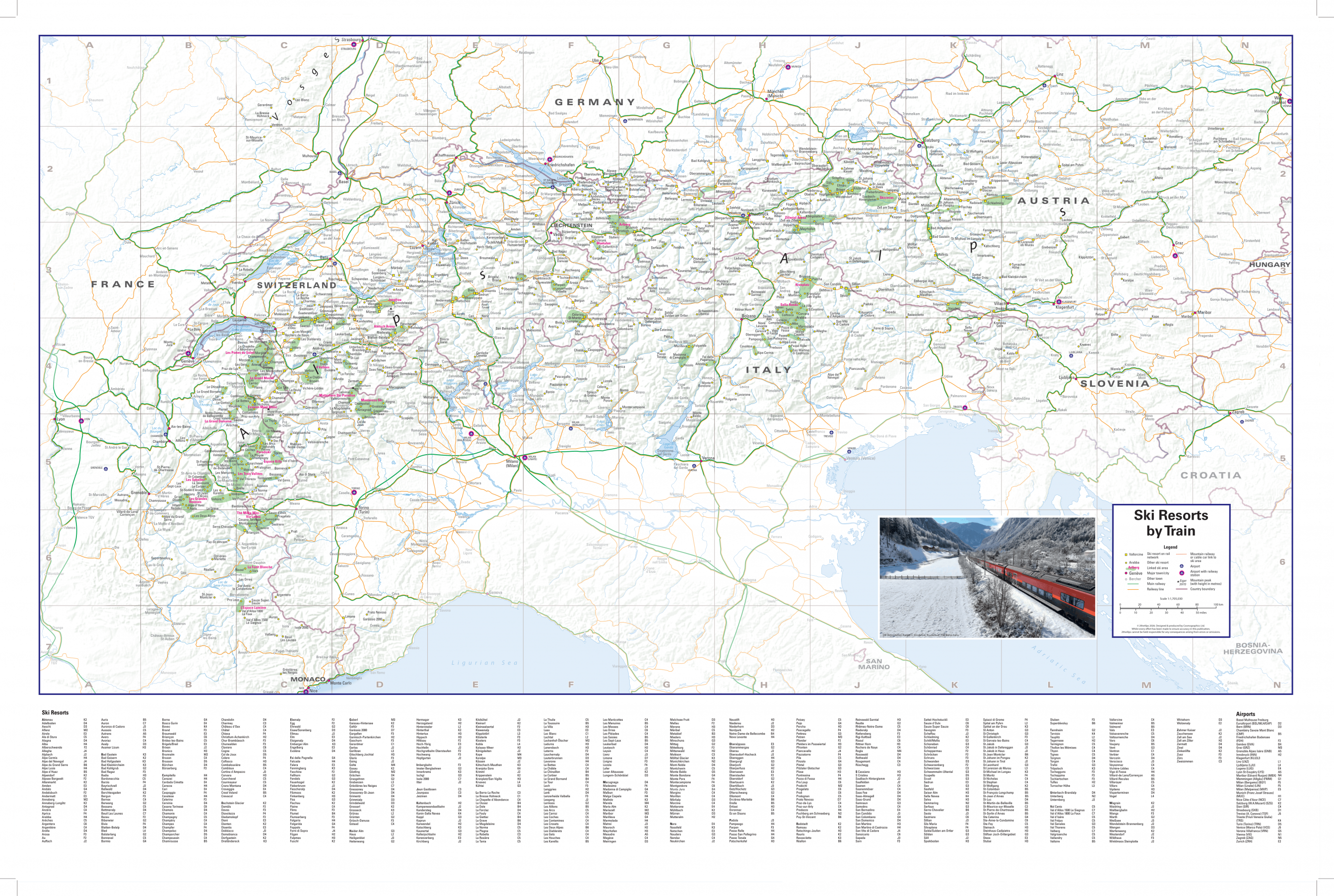 Ski Rail Maps of the Alps Back Sheet